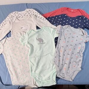 Carter's Baby Bodysuits 24 Months Lot 5 Cotton Animals Stripes Football